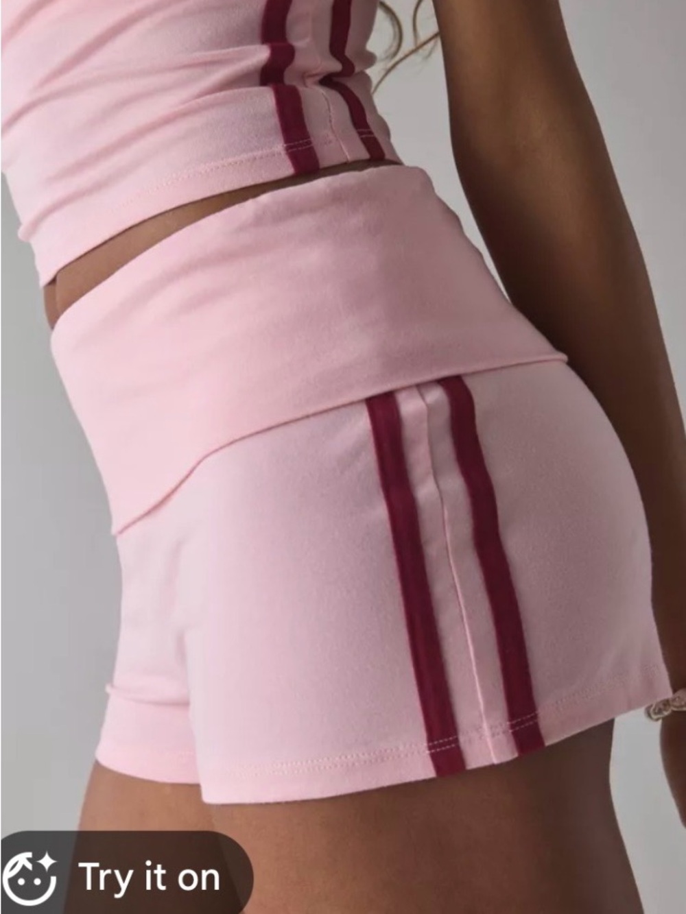 Urban Outfitters Pink Women's Athletic Fold-Over Waist Shorts